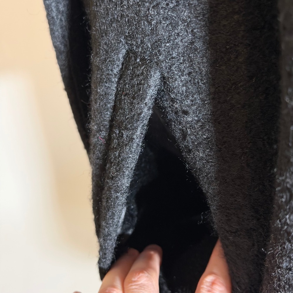 Kenneth Cole Wool Blend Asymmetrical Boucle Walker Coat Black Womens Small S - Picture 7 of 12